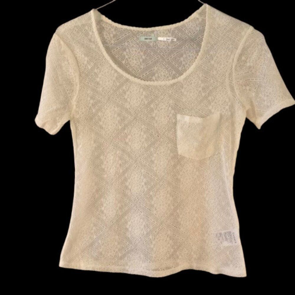 Kimchi Blue Urban Outfitters Off White Lace Short Sleeve Shirt Size Small